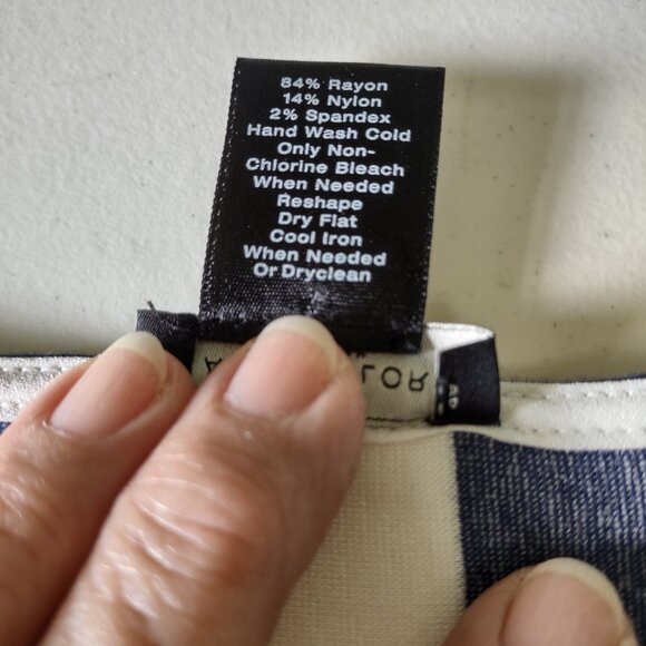 Ann Taylor, Size L, Navy Blue and White striped blouse - Picture 5 of 6